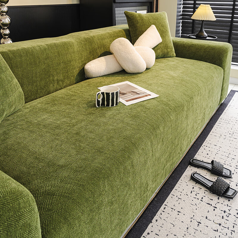 无印良品沙发套四季新款人字纹全包万能沙发套通用防猫抓不粘毛坐垫套罩 南笙-抹茶【全包一体式防滑+防尘防猫抓】 S/M单人全包【适用长90-140cm】