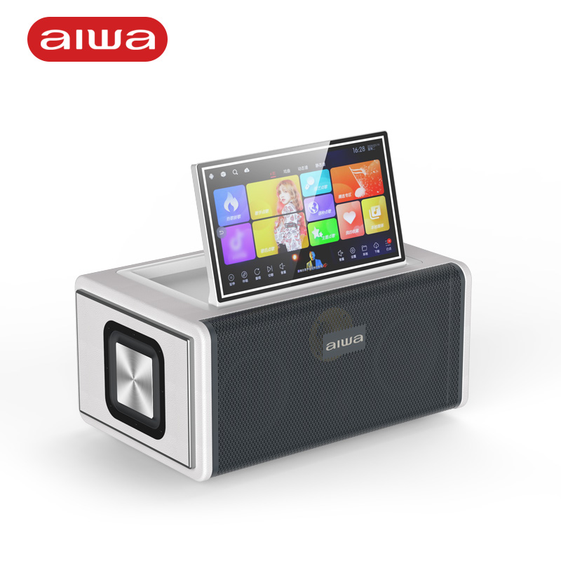 aiwa【2025新款】爱华家庭KTV音响套装户外广场舞便携式带屏点歌机一机多用蓝牙音响电木吉他乐器音箱 【14吋带屏点歌机】6个喇叭+KTV系统+广场舞+90万歌库 官方正品