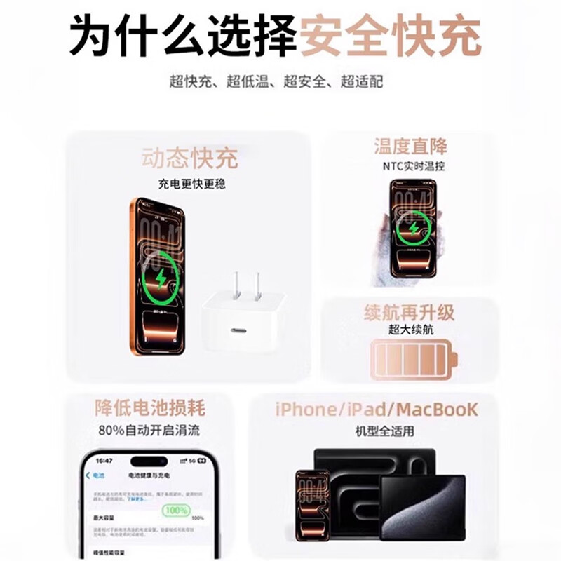皓轩【40W动态快充】适用于苹果17promax充电头iPhone17充电器手机插头16Plus数据线40W苹果充电器快充 【苹果15-17】40W动态快充头+1米编织线