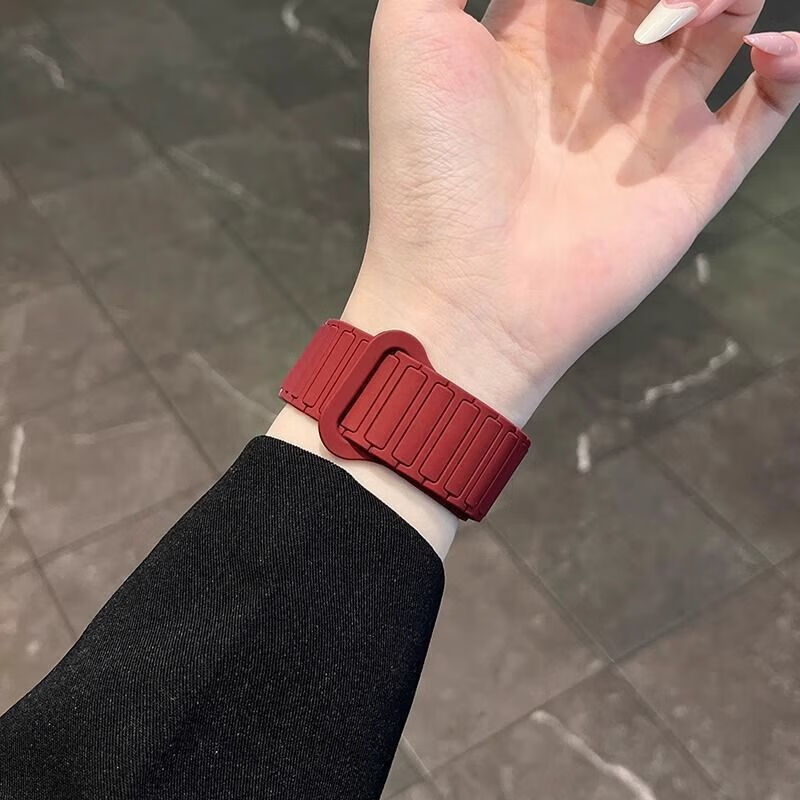 适用华为GT6表带磁吸硅胶双拼色watch5简约时尚男女表带 陶瓷白色 适用华为watch buds仅表带