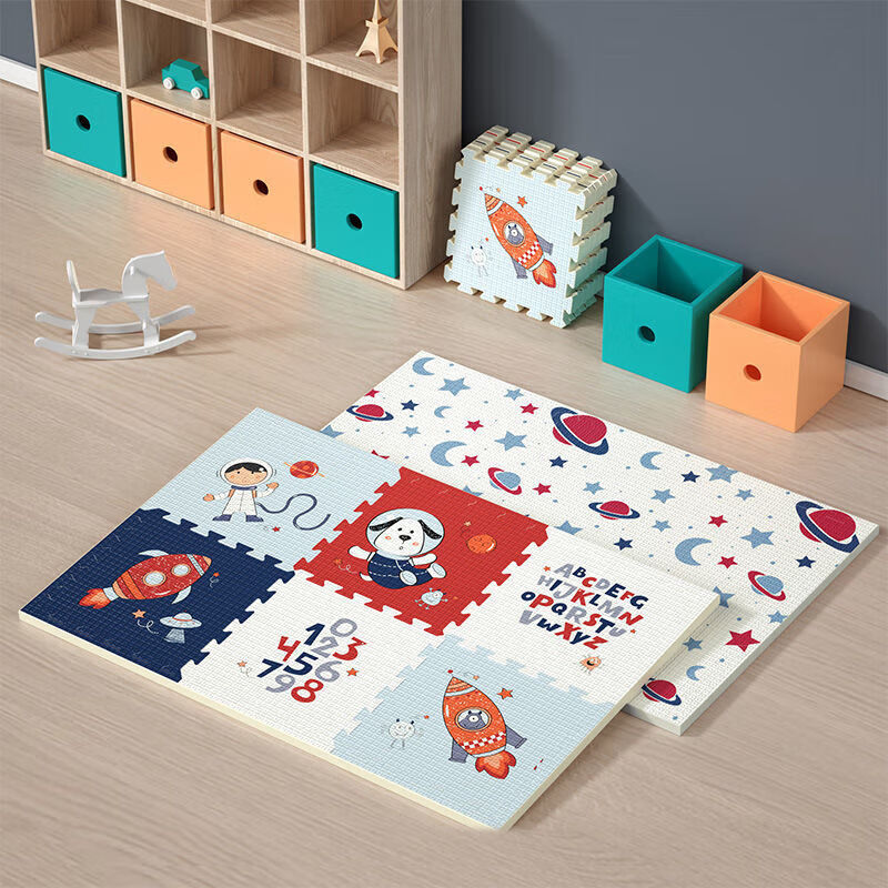 贝博氏爬爬垫家用客厅婴儿童泡沫地垫防摔宝宝拼接爬行垫加厚环保 【边条 加厚】星际旅行 6片装 112*165*2cm