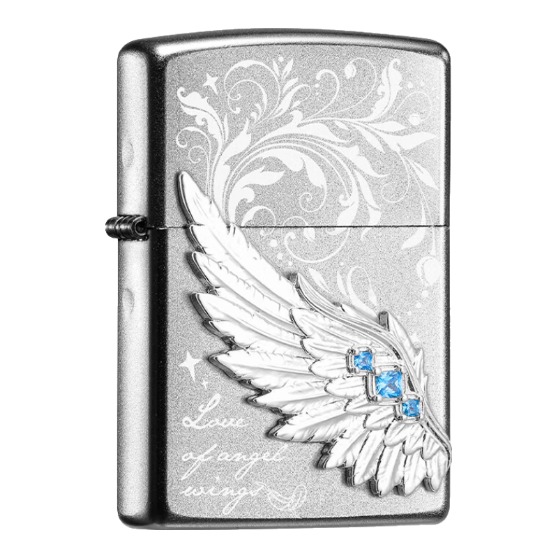 ZIPPO正品防风煤油打火机 创意贴章 热恋之翼 送男女朋友圣诞礼物 单机装