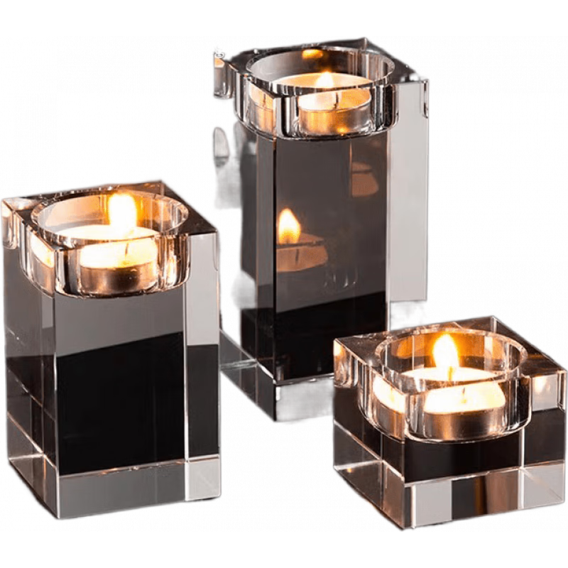 翻舊事輕奢風(fēng)玻璃燭臺感擺件燭光晚餐道具浪漫蠟燭臺座餐桌氛圍西餐 燭臺(4+8+10)