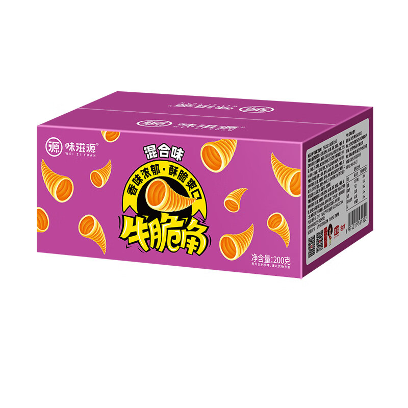 味滋源 牛脆角 混合味 独立袋装 酥脆膨化食品 牛角脆锅巴 200g*1箱 1箱