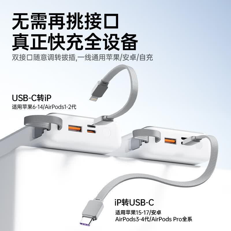 中诺（CHINO-E）【3C认证 可上飞机 35W快充】充电宝20000毫安自带线移动电源可充笔记本/苹果/15/16/iphone17安卓 【35W超级快充 | 2万毫安】升级版 低温快充