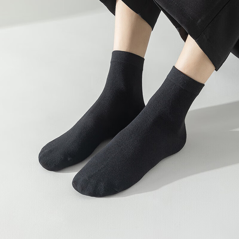 芬腾袜子男2025新款10双装商务休闲柔软透气短筒袜免洗出差 黑色 10双 均码