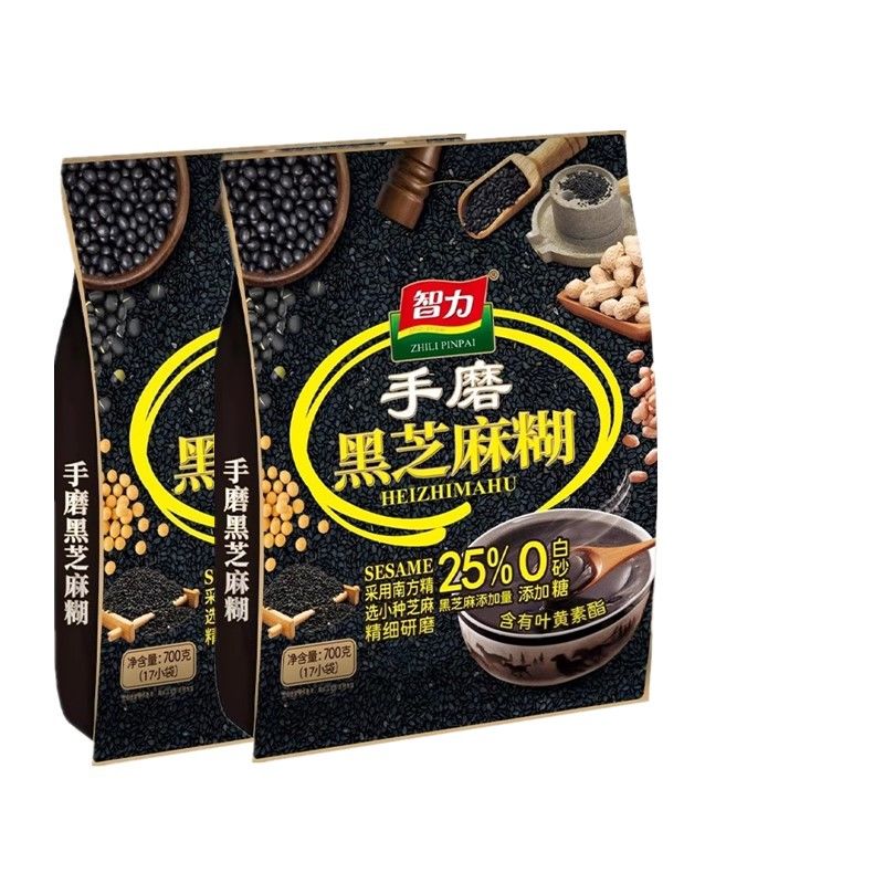 智力手磨黑芝麻糊700g核桃黑芝麻糊無蔗糖營養(yǎng)早餐健康 700g手磨黑芝麻糊2袋