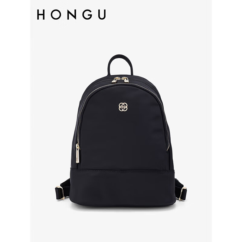 紅谷雙肩包女士背包2023新款輕便大容量旅行帆布中學(xué)生書包女2024 漆黑