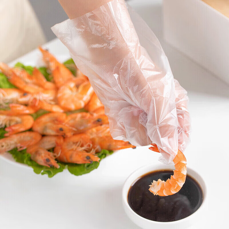 CHAHUA一次性手套食品级卫生透明大号pe抽取式手套300只 加厚款