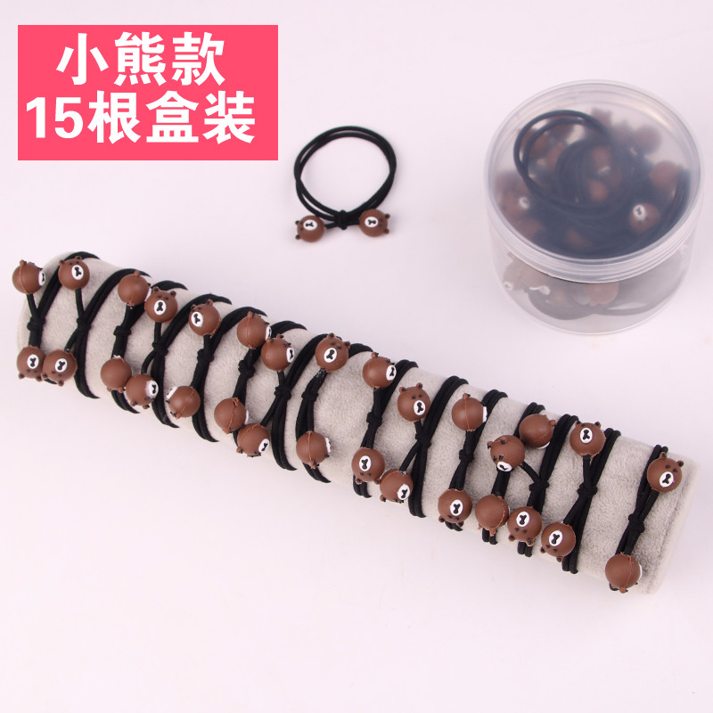 伊顏純小孩扎頭發(fā)皮筋頭繩韓國小清新簡(jiǎn)約發(fā)圈頭飾可愛皮套女扎頭發(fā) 小熊 15根盒裝