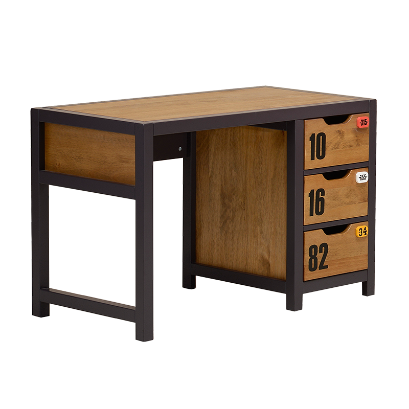 喜梦宝全实木转角学习桌书柜一体儿童书桌美式写字桌门店同款 褐色 书桌+上架