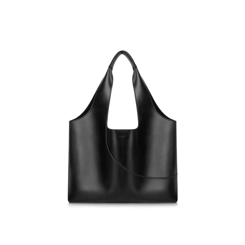 INJOYLIFE托特包氣質(zhì)款媽媽包大容量軟皮女包時(shí)尚通勤子母單肩包 黑色