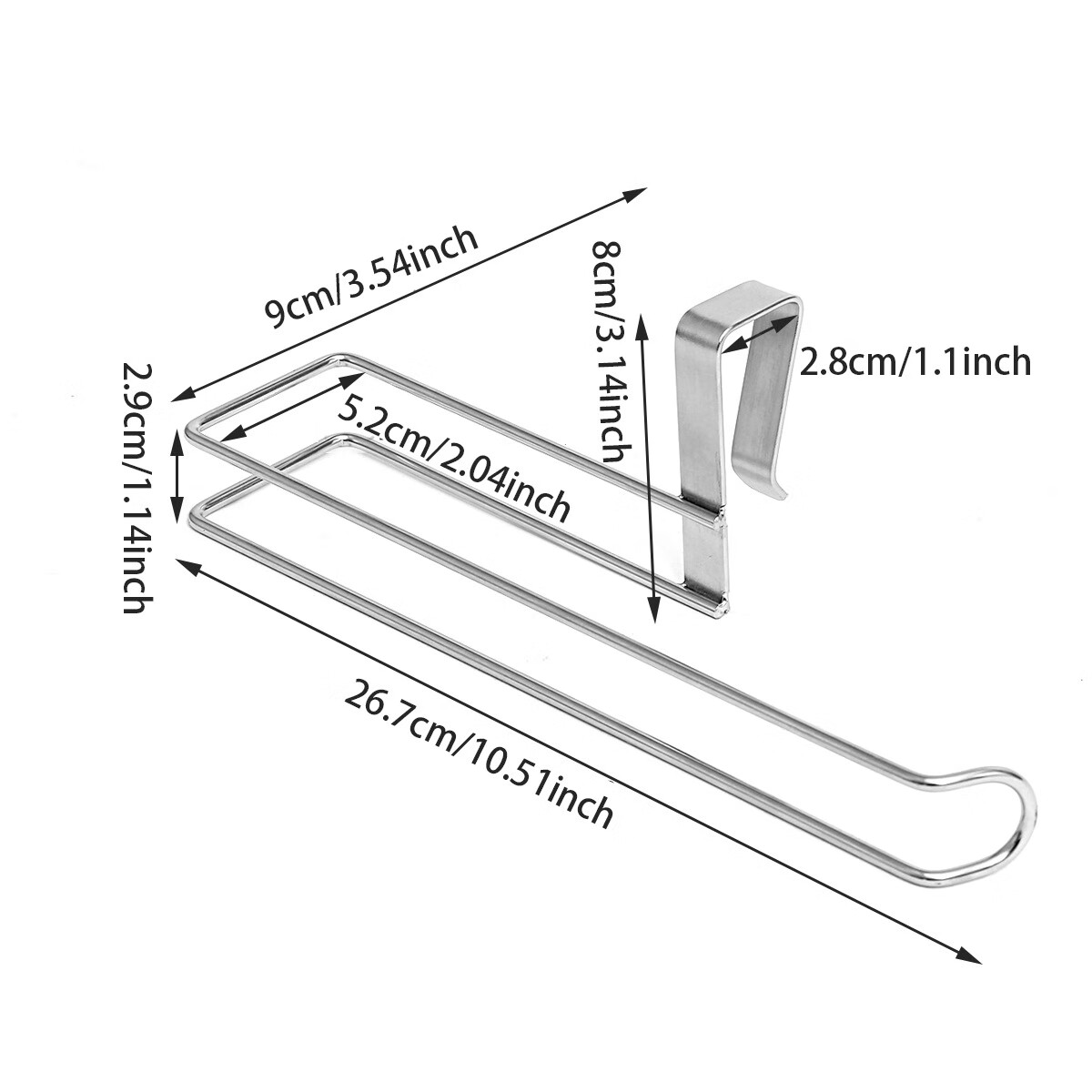 歐潤(rùn)哲不銹鋼廚房紙巾架免打孔紙巾保鮮膜收納架櫥柜下掛卷紙架 單鉤不銹鋼版