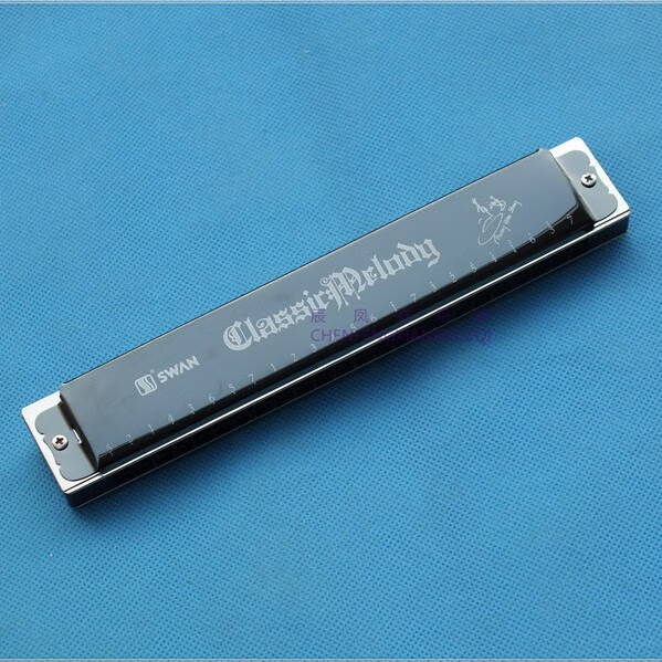 天鵝（SWAN）口琴口琴演奏24孔口琴復音C調(diào)口琴SW24H－Bk簽名口琴