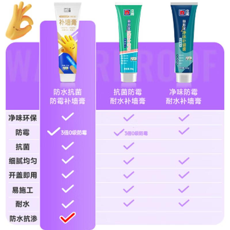 立邦补墙膏防水防潮防霉墙面修补膏白色墙壁反碱修复白墙腻子膏 0kg*0件 总有一款适合您