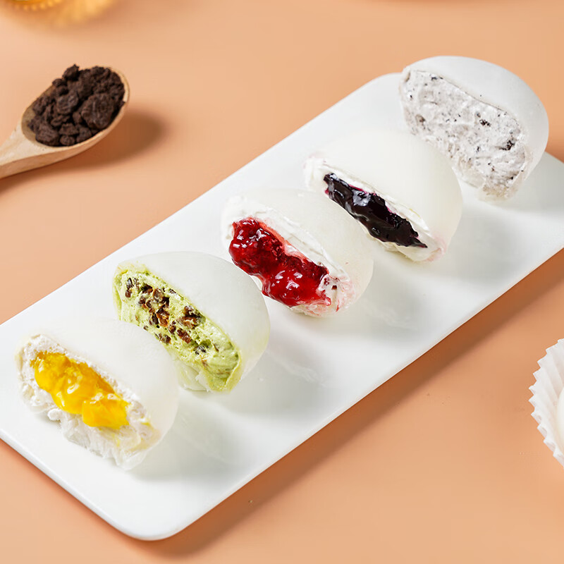 盛京天禄雪媚娘爆浆大福冰皮糯米糍动物奶油抹茶草莓蓝莓风味夹心蛋糕甜品 芒果2+草莓2+奥Li奥2+抹茶2+蓝莓2 80g 10盒