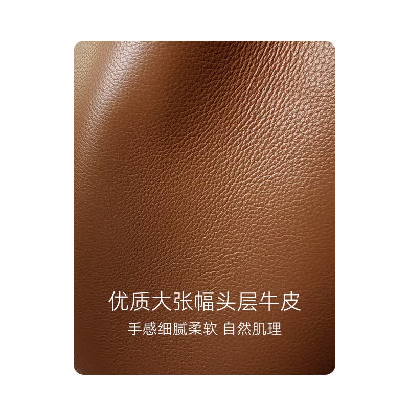 迪娜迪亚真皮女包2026新款女士轻奢实用生日礼物牛皮单肩包大容量水桶包 棕色加大款