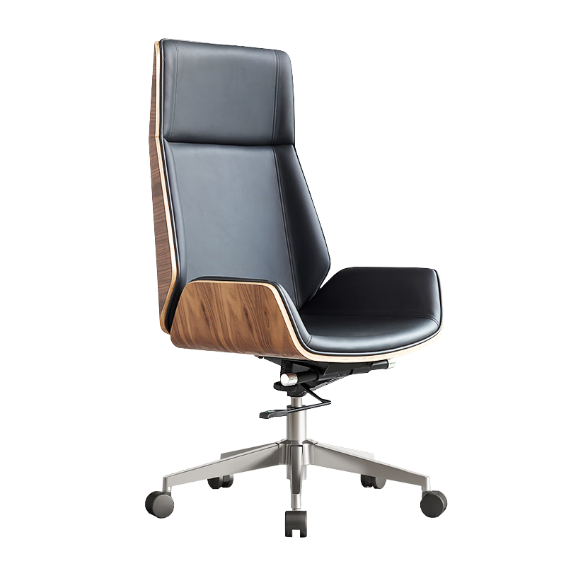 品儀老板椅真皮辦公椅電腦椅子家用會議椅歡樂頌座椅大班椅久坐工學椅 米色環(huán)保西皮+水曲柳