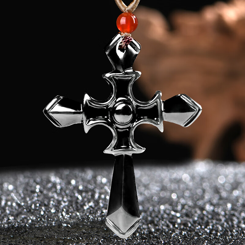 古銘軒(GOMEINSOR)新疆和田玉墨玉十字架玉吊墜 男女士款玉墜玉牌禮品 款一(墨玉)