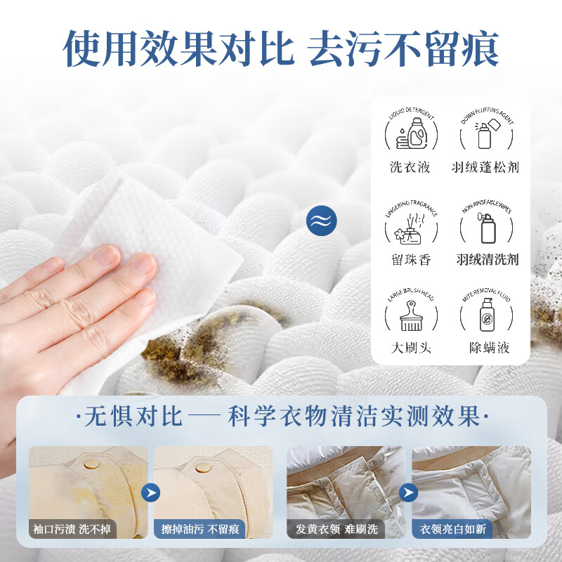 简禾羽绒服清洁湿巾干洗剂免洗家用去油污去油渍神器专用湿巾儿童 6抽 8包 【专利升级消毒款】