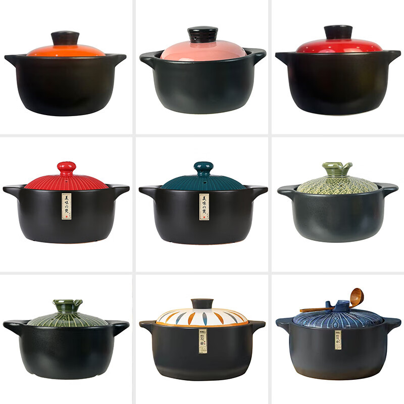 中掌柜【煲都黎川】砂锅炖锅家用陶瓷煲汤锅耐高温煤气灶专用煲仔饭沙锅 无赠品清仓质保1年随机发 1.5L