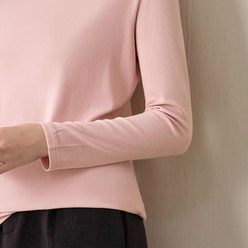 子牧棉麻秋装 女韩版百搭打底衫内搭长袖薄款半高领螺纹T恤上衣8701 珍珠白半高领 2XL (建议140-155斤)