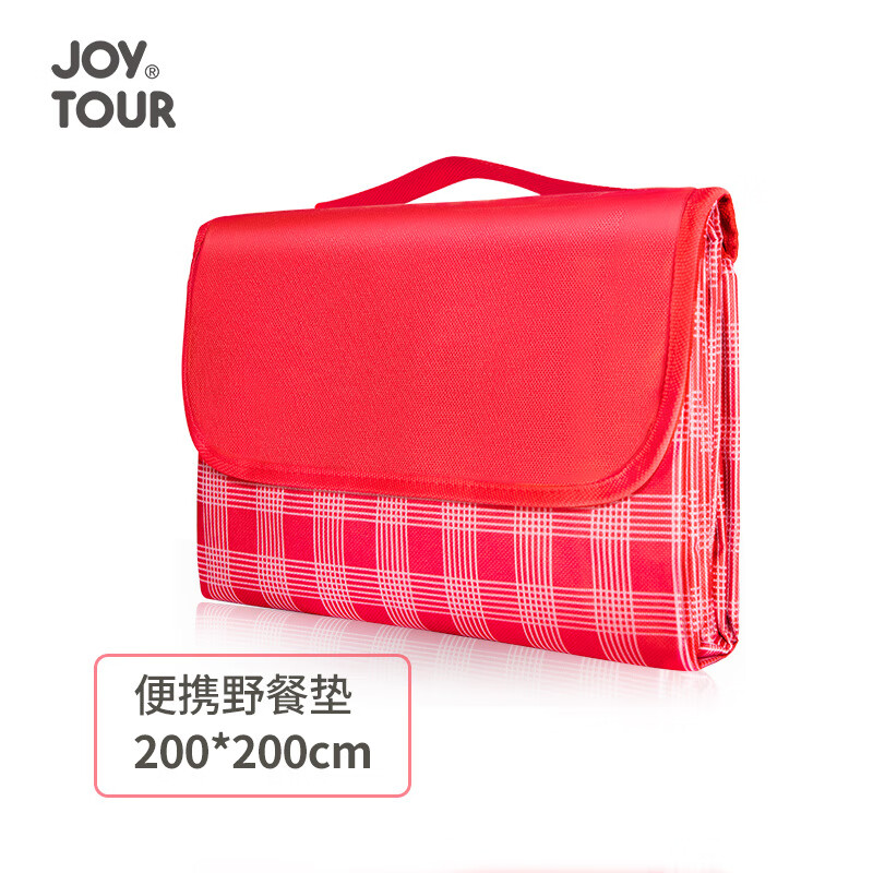 佳途野餐垫防潮加厚牛津布沙滩地垫子露营野炊春游户外便携折 红条纹格200*200（牛津