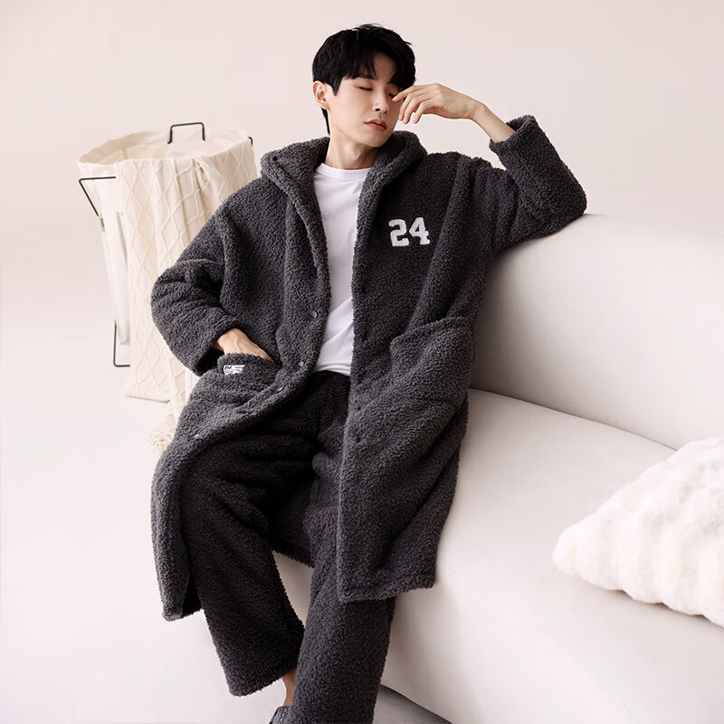 芬腾可安（FENTENGCARE）【M】软绵绵半边绒情侣睡衣冬季睡袍套装柔软休闲感外穿家居服 61008 XXXL