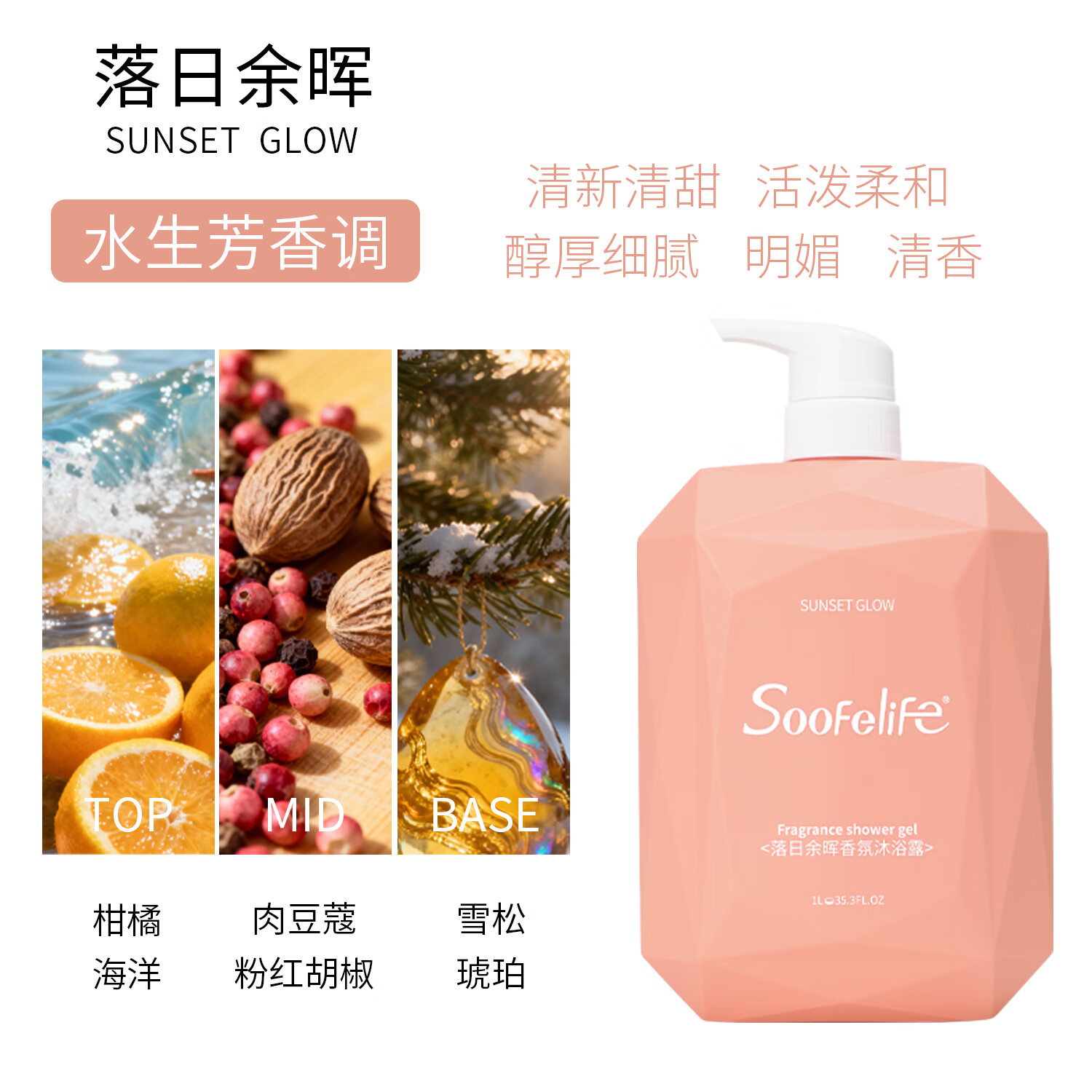 舒芬妮【秋冬适用】香氛沐浴露1000ml持久留香大容量家庭装滋润保湿 【花果香】情书未寄香氛沐浴露1L*1瓶 (送试用装3包)