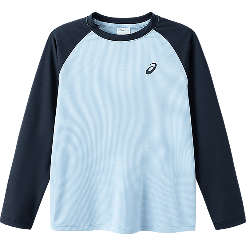 亚瑟士（asics）儿童2026年新款圆领长袖T恤插肩袖肌理感吸湿排汗 浅蓝色 150