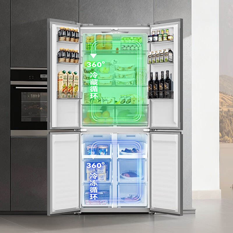 长虹CHiQ系列国家补贴450升四门十字对开门冰箱一级风冷双系统净味底部散热超薄平嵌BCD-450WSP9CZH灰