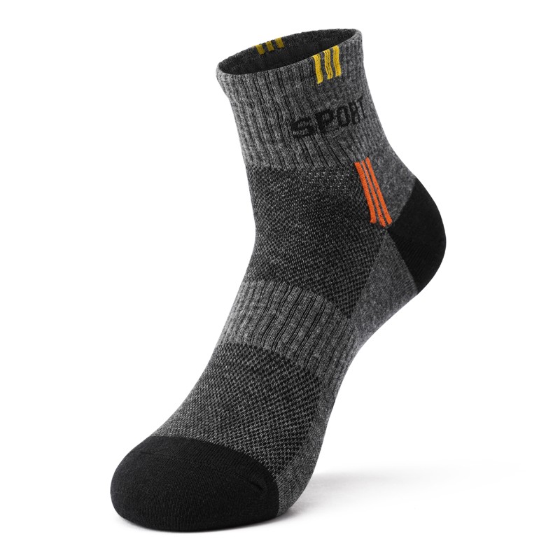 TFO 登山袜中帮舒适透气男士运动休闲袜耐磨中筒户外徒步袜跑步袜子 深灰 均码