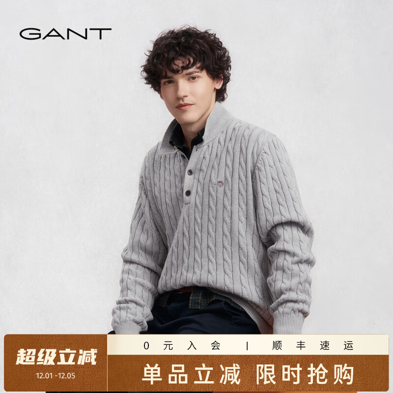 GANT���ʽ��ߡ�/����25���ﶬ��ʿ���޽ʻ���֯������ѧԺ�糤����֯ 162-ĺ�ƻҡ����졿 M