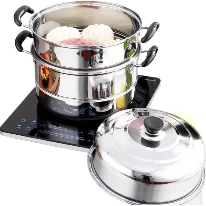 加厚双层不锈钢蒸锅家用二层蒸馍蒸鱼锅特大号商用汤锅 大容量蒸锅 2层 26cm