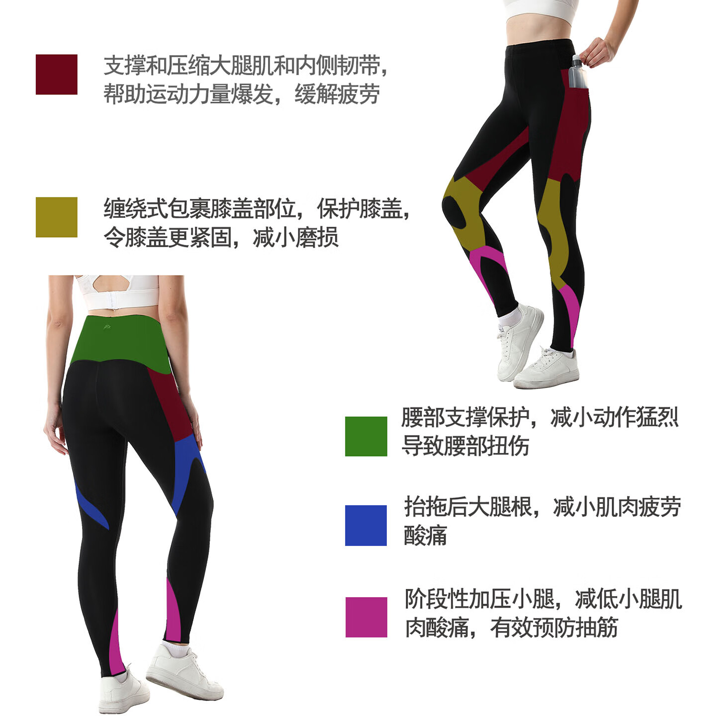 MZPX名泽品压缩裤女SH款运动马拉松跑步护膝护腰健身速干紧身长裤秋冬 女SH款（左右口袋）黑色 磨毛绒4度至20度气温合适 3XL (裤腰周长平量80cm)