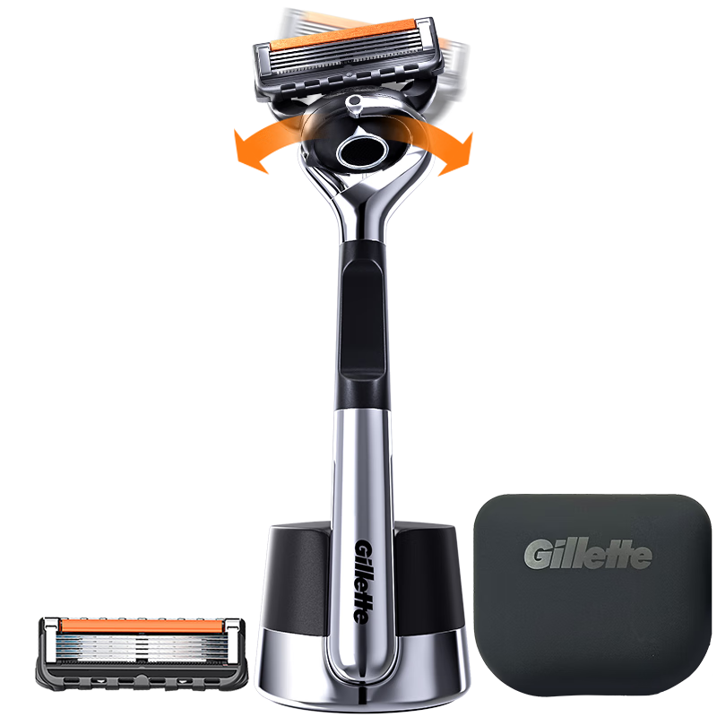 吉列剃须刀手动 锋隐5致顺 全身水洗旅行便携防刮伤刮胡刀手动 男士实用礼物 5层刀片 1刀架2刀头 非吉利