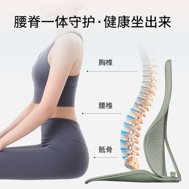 阿基米德（ARCHIMEDES）小腰鹅人体工学护腰坐垫腰脊双护靠背垫一体座椅久坐屁股不疼神器 燕麦绿中号 建议体重50-90kg 倾仰可调