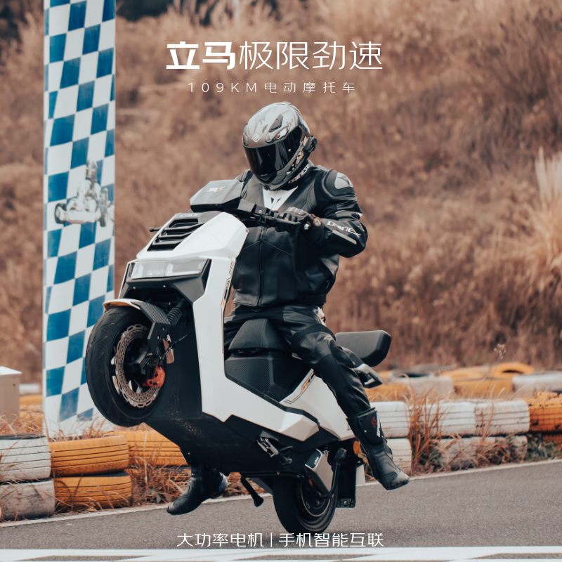立马电动摩托车【CCTV大国品牌】极限劲速高速续航109KM强劲电机72V38Ah铅酸电池智能电动车 海岸灰