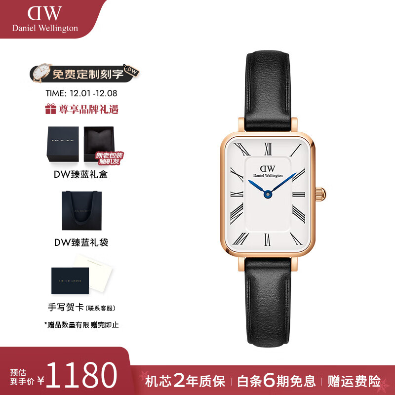 丹尼尔惠灵顿（DanielWellington）手表女 dw女士手表石英欧美腕表复古方表 七夕情人节礼物送女友 DW00