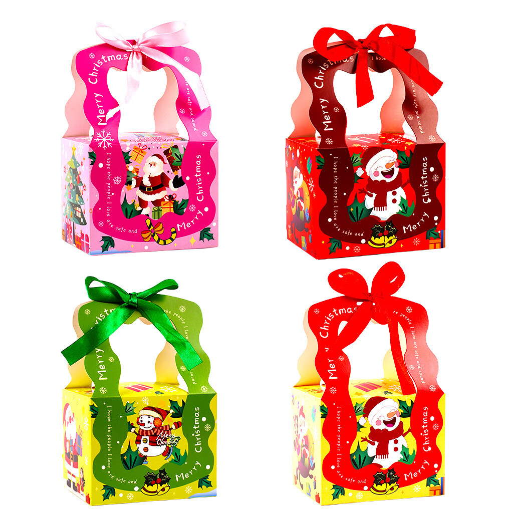 新款圣诞苹果盒平安夜苹果礼盒圣诞节包装盒儿童糖果礼品袋礼物盒 镂空款40个混发