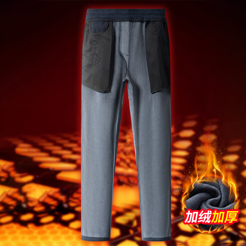 汤米芙兰可加绒休闲裤男冬季新款灯芯绒直筒弹力商务休闲裤大码男士长裤 深灰-加绒 XL （建议130-150斤）