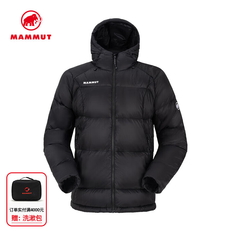 猛犸象（MAMMUT）Glacier 男士戶外休閑舒適保暖防風連帽羽絨服 黑色 S