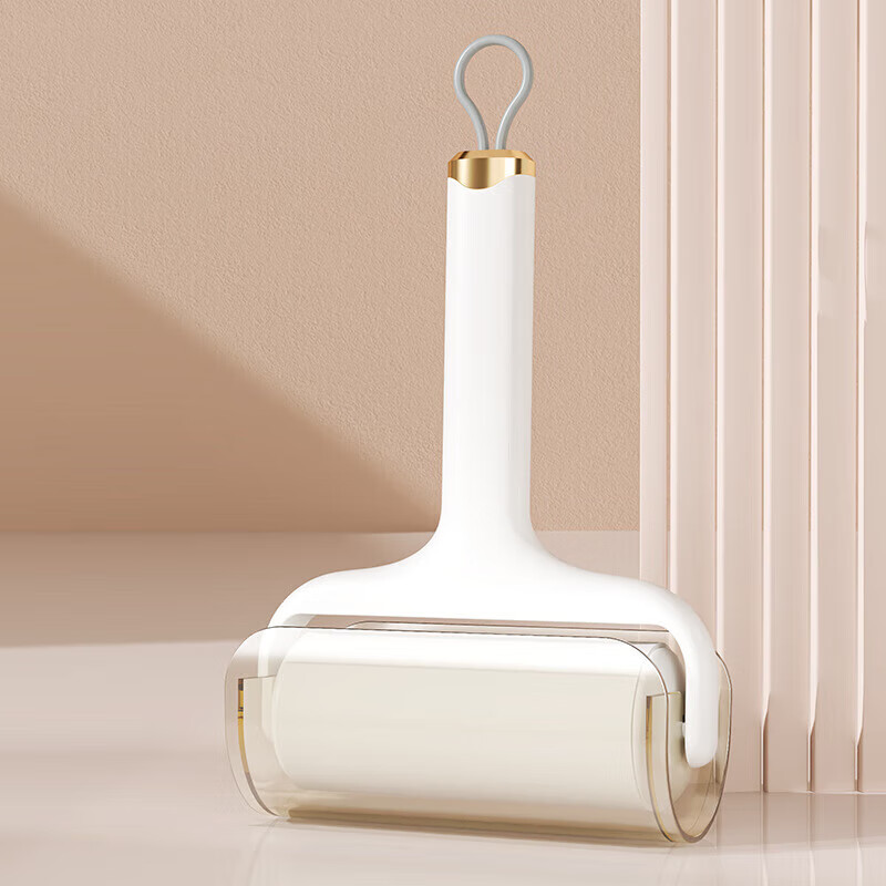 洋臣家用滚筒粘毛器可撕式粘尘纸滚刷替换卷纸除毛刷宠物去毛粘毛器 带盖白色手柄+420撕【10cm】