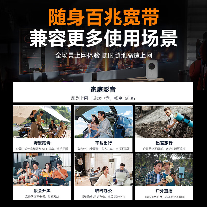 迅优随身wifi免插卡三网通用无线wifi6车载4g路由器无限制便携上网宝移动联通电信全国通用2026款5GXY 【电池款】三网WIFI6+3000毫安续航升级 不限速不虚标月享1500G流量