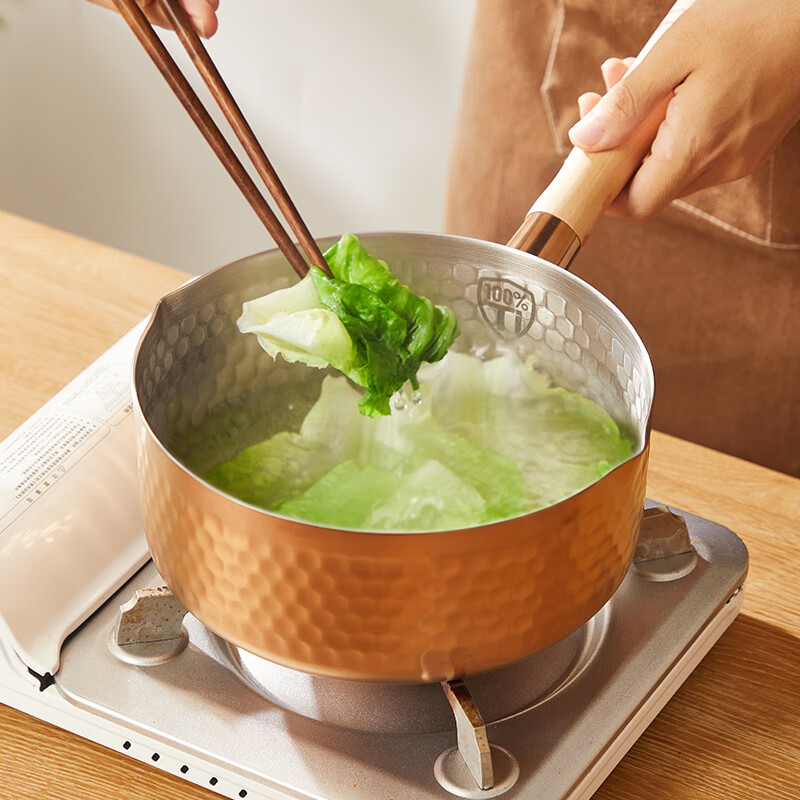 神田钛金雪平锅不锈钢锅小奶锅牛奶锅煮面锅泡面锅宝宝婴儿辅食锅汤锅 钛金雪平锅（含盖+蒸格） 20cm