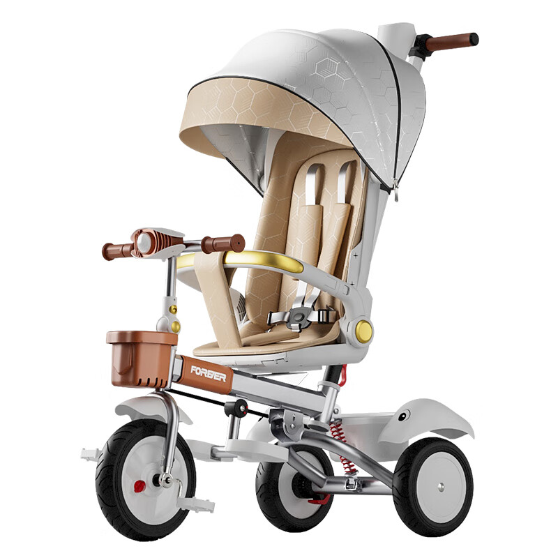 永久儿童三轮车溜娃神器手推车轻便可折叠可坐可躺宝宝婴儿遛娃车 永久【绿野仙踪PIus款】贝壳座椅