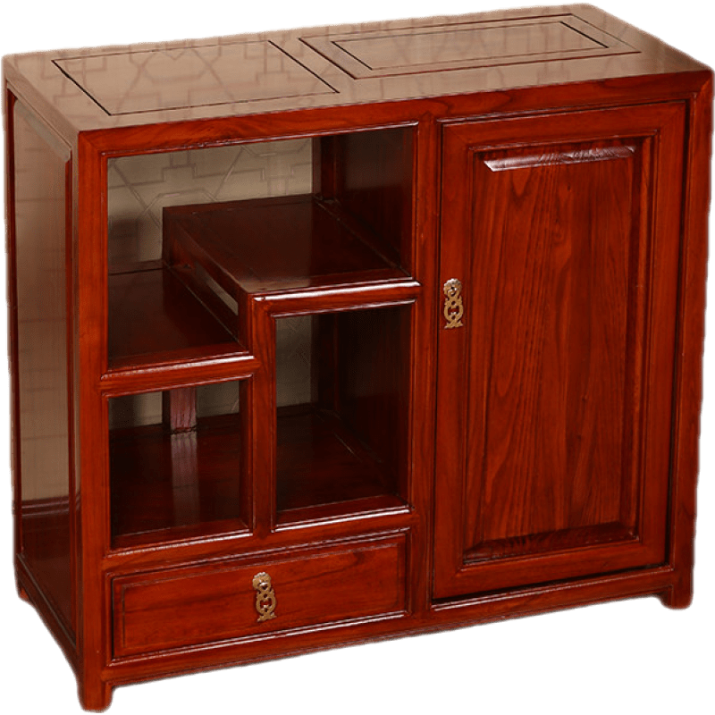 瑞呈堂 茶水柜新中式实木饮水机茶柜客厅餐边柜茶台边柜家用办公室烧水柜 JTA28 A红色单柜 单门