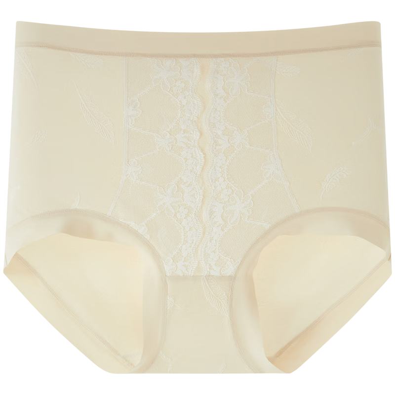 古今（GUJIN）内裤女士纯棉底裆亲肤透气纯欲蕾丝裤衩女无痕裸感高腰收腹不夹臀 豆沙色+湖水蓝+浅杏色 3条 XL 推荐体重120-145斤