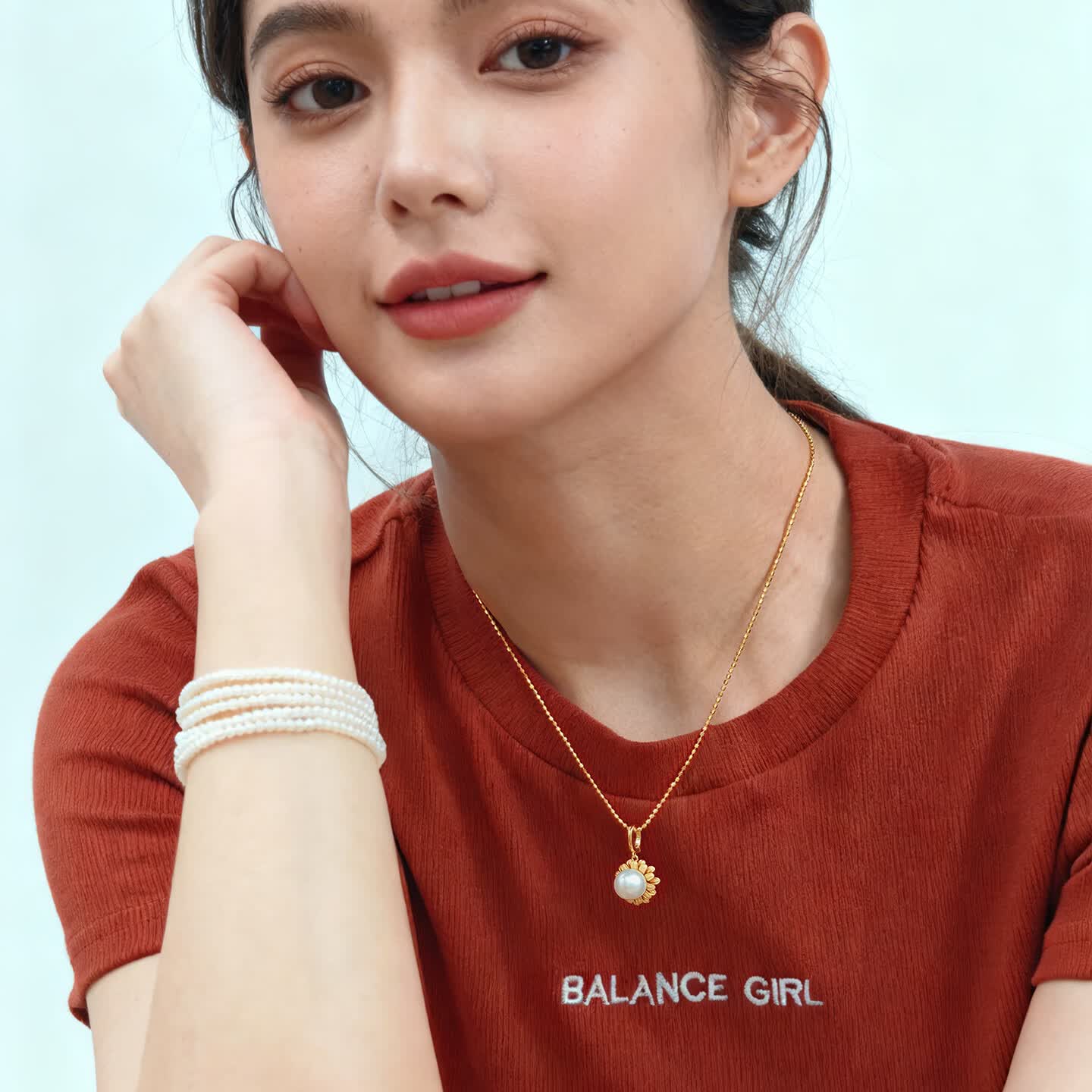 HEYMELY淡水爱迪生雏菊吊坠天然珍珠项链海水送女友老婆高级节日生日礼物 小雏菊项链金色(淡水爱迪生)