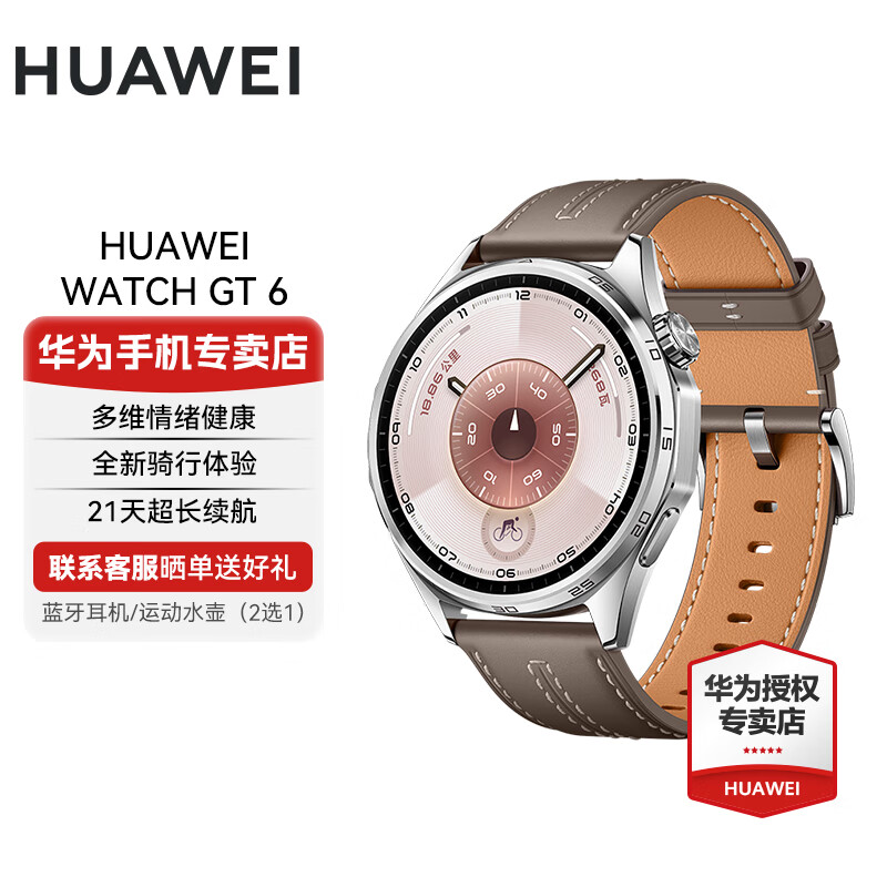 华为手表WATCH GT6运动智能手表多维情绪健康 全新骑行体验 21天超长续航 玄玑感知系统 GT 5 升级 46mm 冰川灰